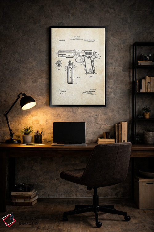 تابلو دکوراتیو تپانچه کلت ۱۹۱۱ اثر پتنت ۷۷ - D6B