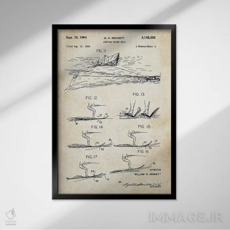 تابلو دکوراتیو اسکی روی آب سایپرس گاردنز اثر پتنت ۷۷ - نمای قابدار مشکی