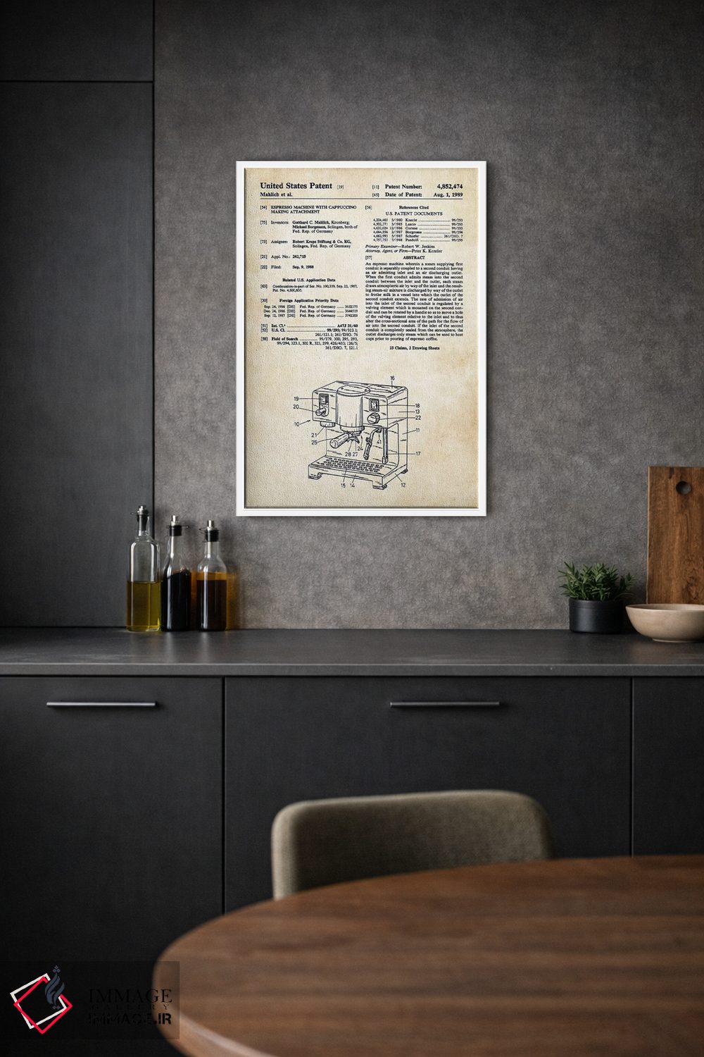 تابلو دکوراتیو دستگاه اسپرسو و کاپوچینو اثر پتنت ۷۷ - D1W