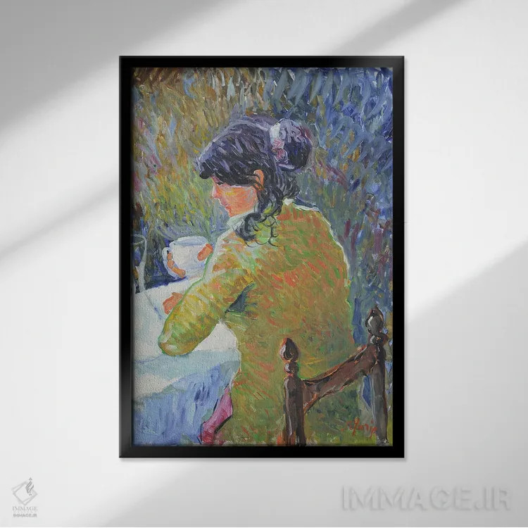 تابلو دکوراتیو فنجان قهوه اثر پاتریک ماری - نمای قابدار مشکی