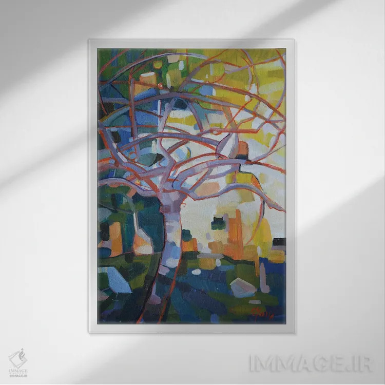 تابلو دکوراتیو درخت سیب در زمستان اثر پاتریک ماری - نمای قابدار سفید