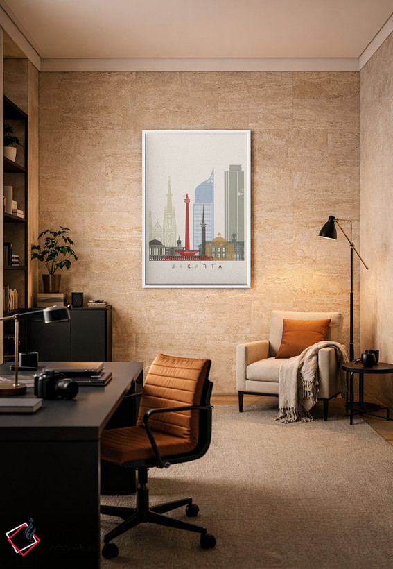 تابلو دکوراتیو پوستر خط افق جاکارتا اثر پل رومر - D5W