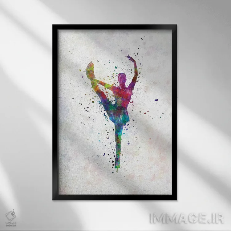 تابلو دکوراتیو اسکیت نمایشی به سبک آبرنگ III اثر پل رومر - نمای قابدار مشکی