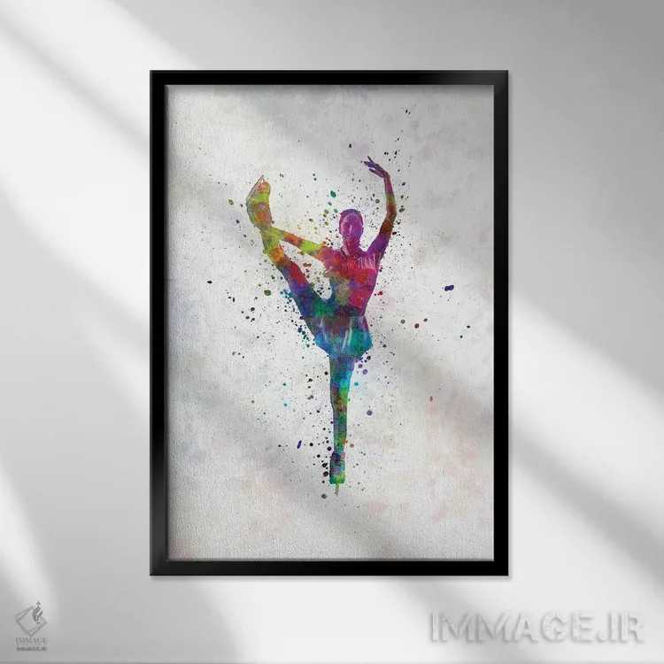 تابلو دکوراتیو اسکیت نمایشی به سبک آبرنگ III اثر پل رومر - نمای قابدار مشکی