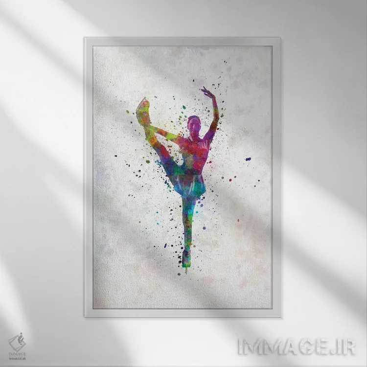 تابلو دکوراتیو اسکیت نمایشی به سبک آبرنگ III اثر پل رومر - نمای قابدار سفید