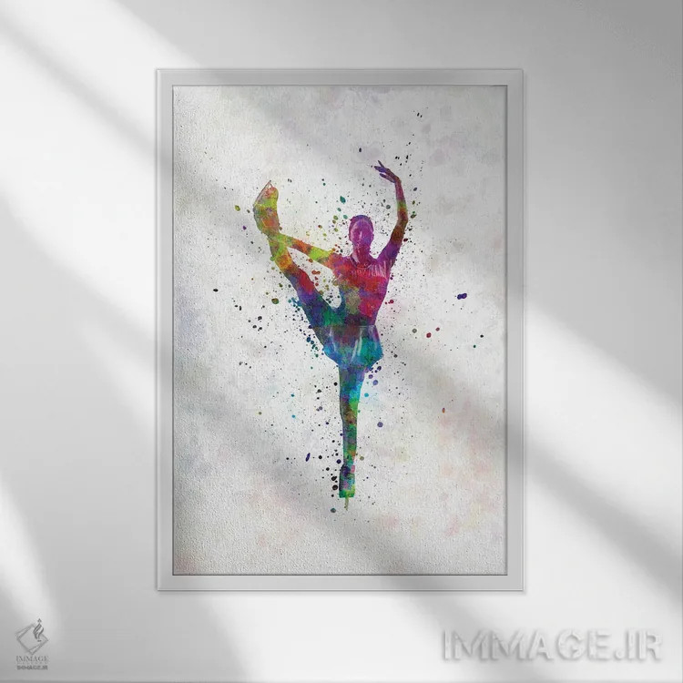 تابلو دکوراتیو اسکیت نمایشی به سبک آبرنگ III اثر پل رومر - نمای قابدار سفید