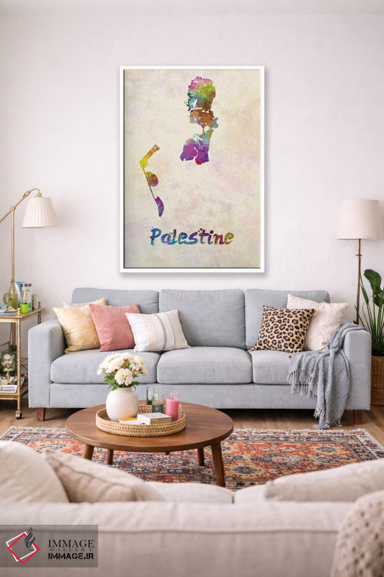 تابلو دکوراتیو نقشه فلسطین با تکنیک آبرنگ اثر پل رومر - D1W