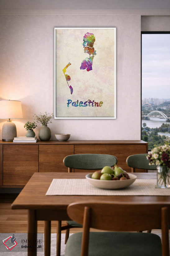 تابلو دکوراتیو نقشه فلسطین با تکنیک آبرنگ اثر پل رومر - D6W