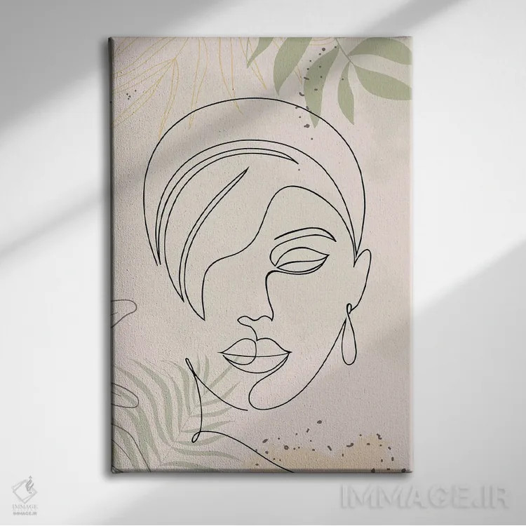 تابلو مینیمال پرتره مینیمال زن شماره ۱ اثر پل رومر - نمای روبهرو روی دیوار