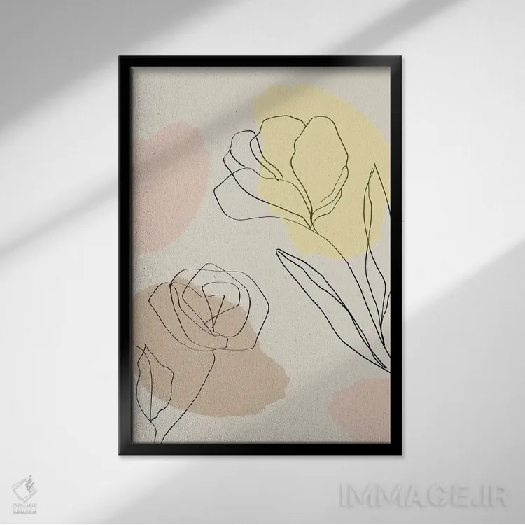 تابلو مینیمال پوستر مینیمال گل ها شماره ۳ اثر پل رومر - نمای قابدار مشکی
