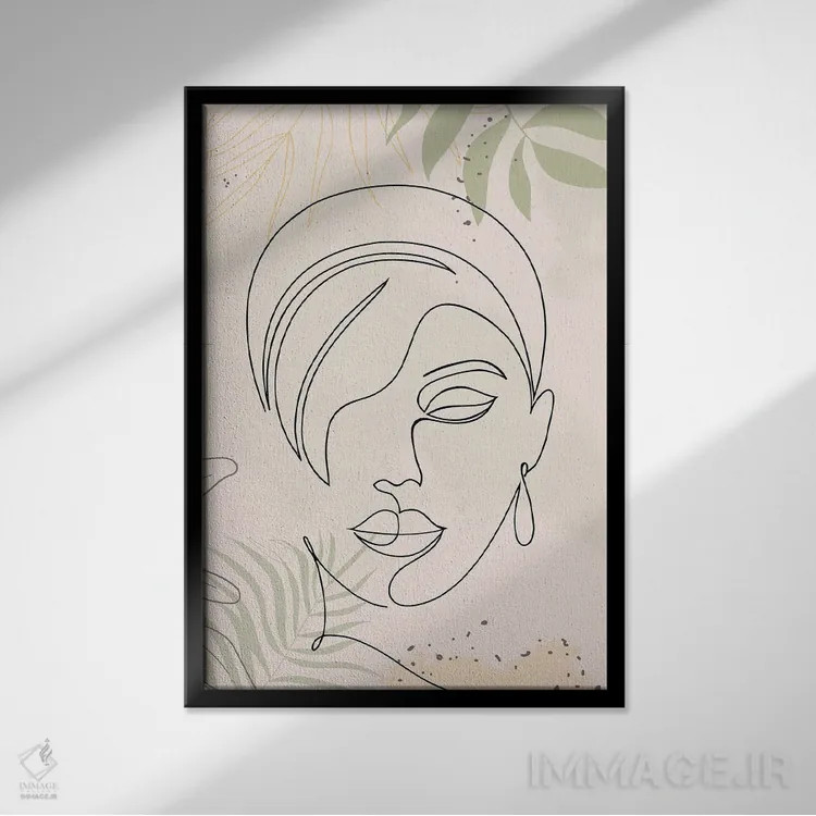 تابلو مینیمال پرتره مینیمال زن شماره ۱ اثر پل رومر - نمای قابدار مشکی
