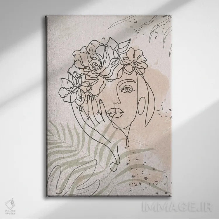 تابلو مینیمال پرتره مینیمال زن شماره ۲ اثر پل رومر - نمای روبهرو روی دیوار