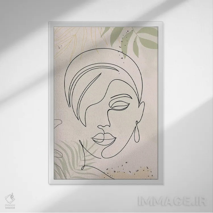 تابلو مینیمال پرتره مینیمال زن شماره ۱ اثر پل رومر - نمای قابدار سفید