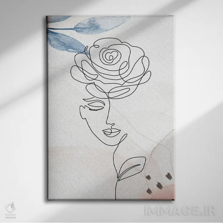 تابلو مینیمال پرتره مینیمال زن شماره ۴ اثر پل رومر - نمای روبهرو روی دیوار