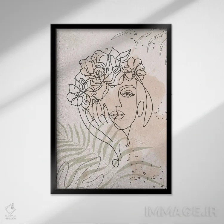 تابلو مینیمال پرتره مینیمال زن شماره ۲ اثر پل رومر - نمای قابدار مشکی