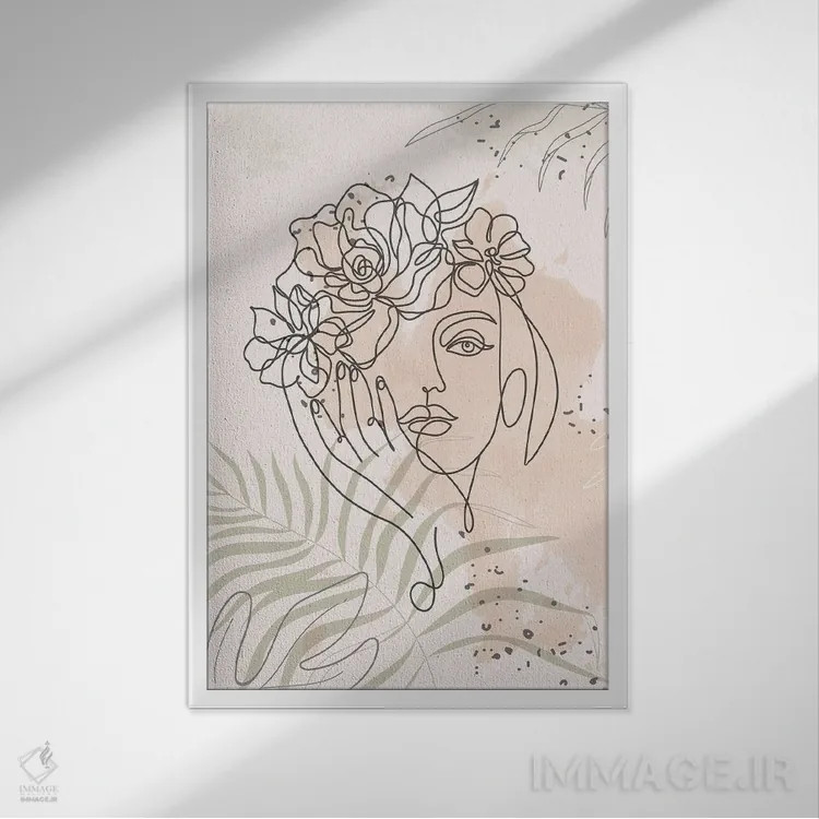 تابلو مینیمال پرتره مینیمال زن شماره ۲ اثر پل رومر - نمای قابدار سفید