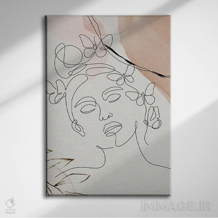 تابلو مینیمال پرتره مینیمال زن شماره ۶ اثر پل رومر - نمای روبهرو روی دیوار