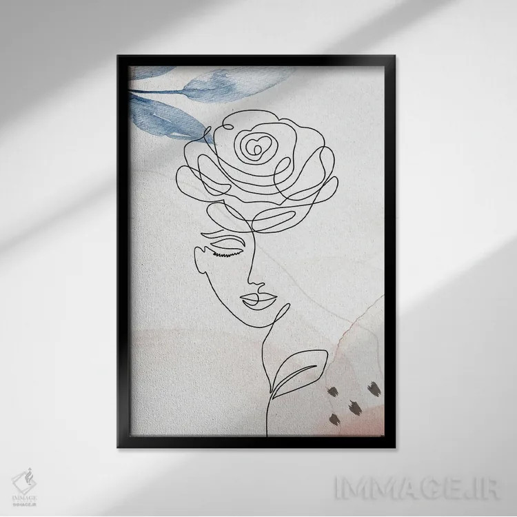 تابلو مینیمال پرتره مینیمال زن شماره ۴ اثر پل رومر - نمای قابدار مشکی