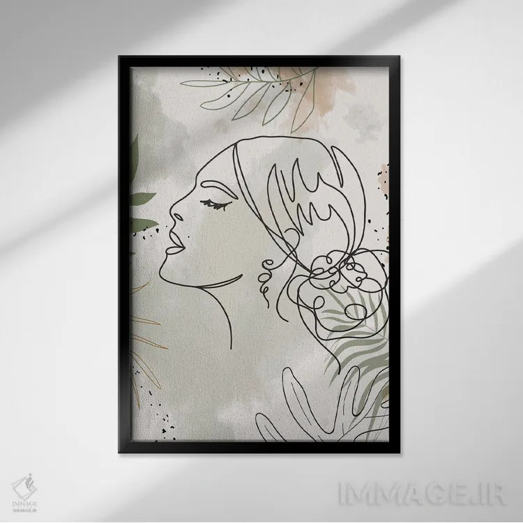 تابلو مینیمال پرتره مینیمال زن شماره ۳ اثر پل رومر - نمای قابدار مشکی