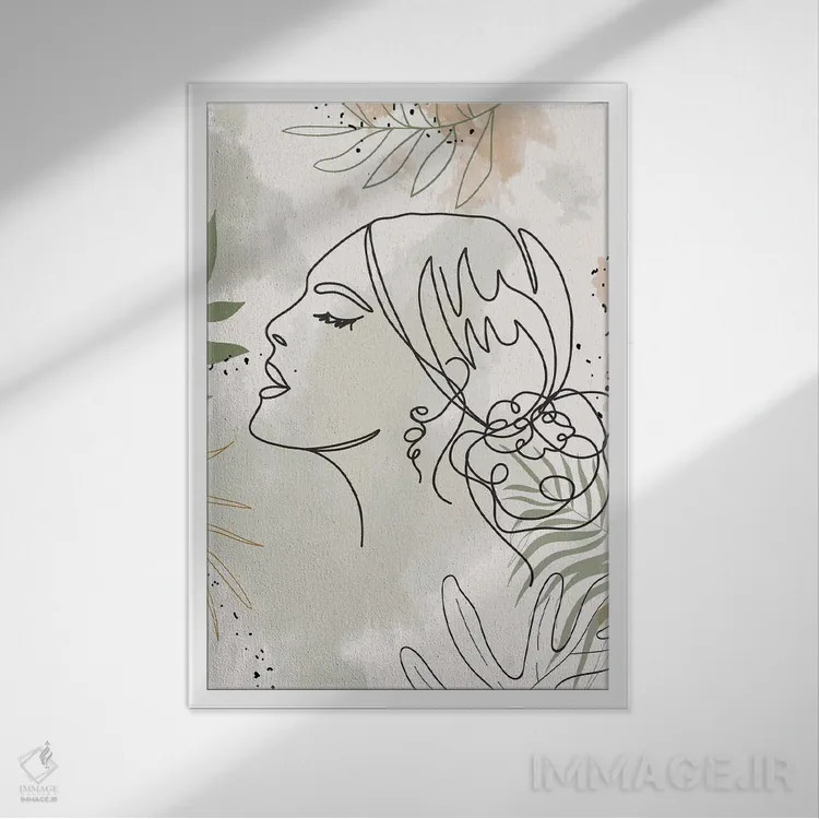 تابلو مینیمال پرتره مینیمال زن شماره ۳ اثر پل رومر - نمای قابدار سفید