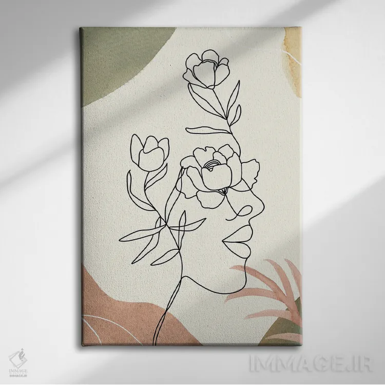 تابلو مینیمال پرتره مینیمال زن شماره ۵ اثر پل رومر - نمای روبهرو روی دیوار