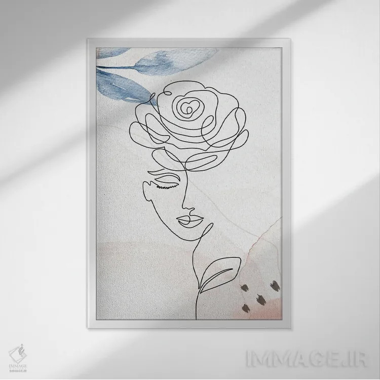 تابلو مینیمال پرتره مینیمال زن شماره ۴ اثر پل رومر - نمای قابدار سفید