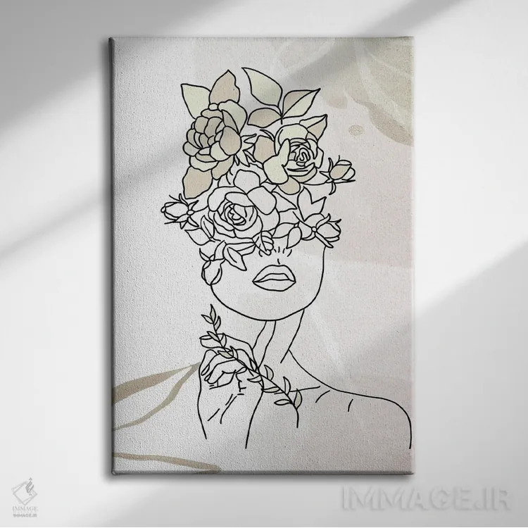 تابلو مینیمال پرتره مینیمال زن شماره ۴ اثر پل رومر - نمای روبهرو روی دیوار