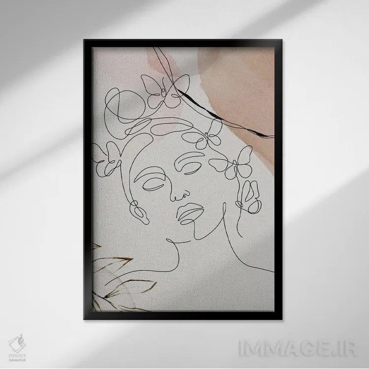 تابلو مینیمال پرتره مینیمال زن شماره ۶ اثر پل رومر - نمای قابدار مشکی