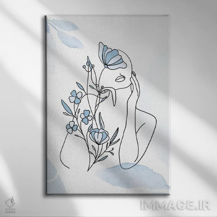 تابلو مینیمال پرتره مینیمال زن شماره ۷ اثر پل رومر - نمای روبهرو روی دیوار