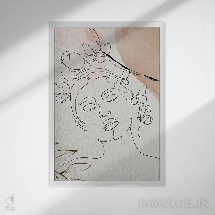 تابلو مینیمال پرتره مینیمال زن شماره ۶ اثر پل رومر - نمای قابدار سفید