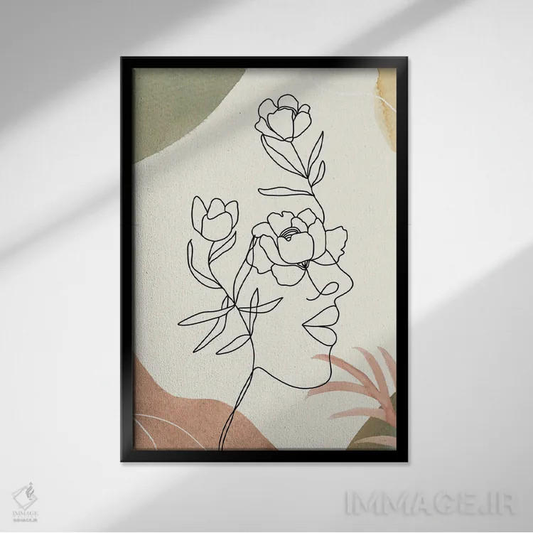 تابلو مینیمال پرتره مینیمال زن شماره ۵ اثر پل رومر - نمای قابدار مشکی