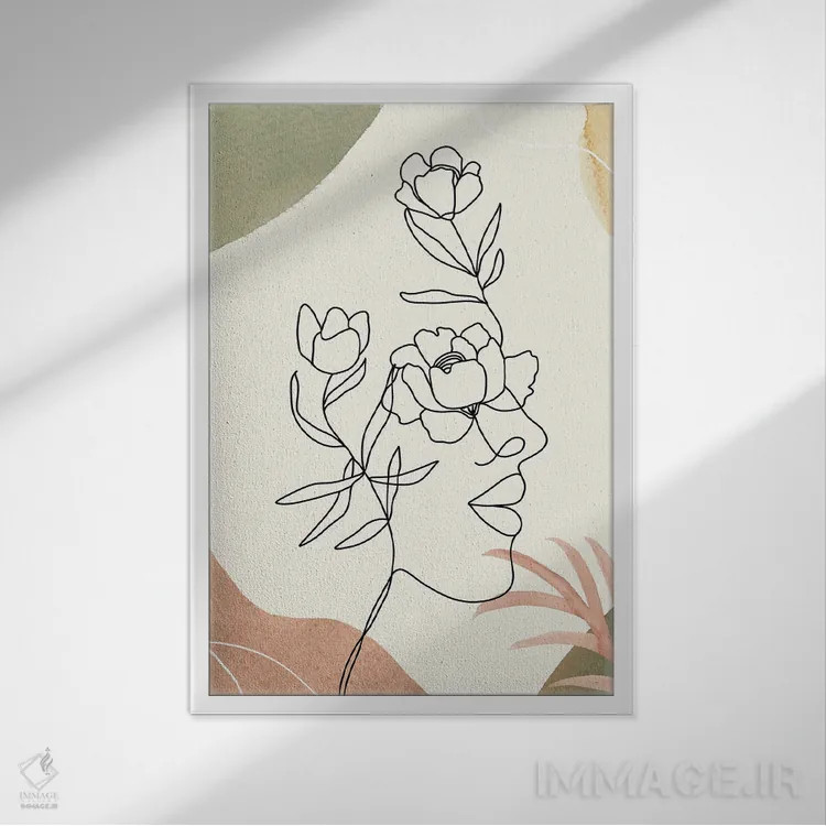 تابلو مینیمال پرتره مینیمال زن شماره ۵ اثر پل رومر - نمای قابدار سفید