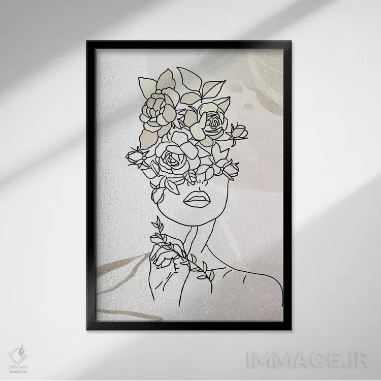 تابلو مینیمال پرتره مینیمال زن شماره ۴ اثر پل رومر - نمای قابدار مشکی