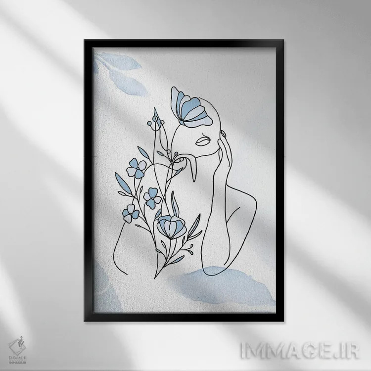 تابلو مینیمال پرتره مینیمال زن شماره ۷ اثر پل رومر - نمای قابدار مشکی