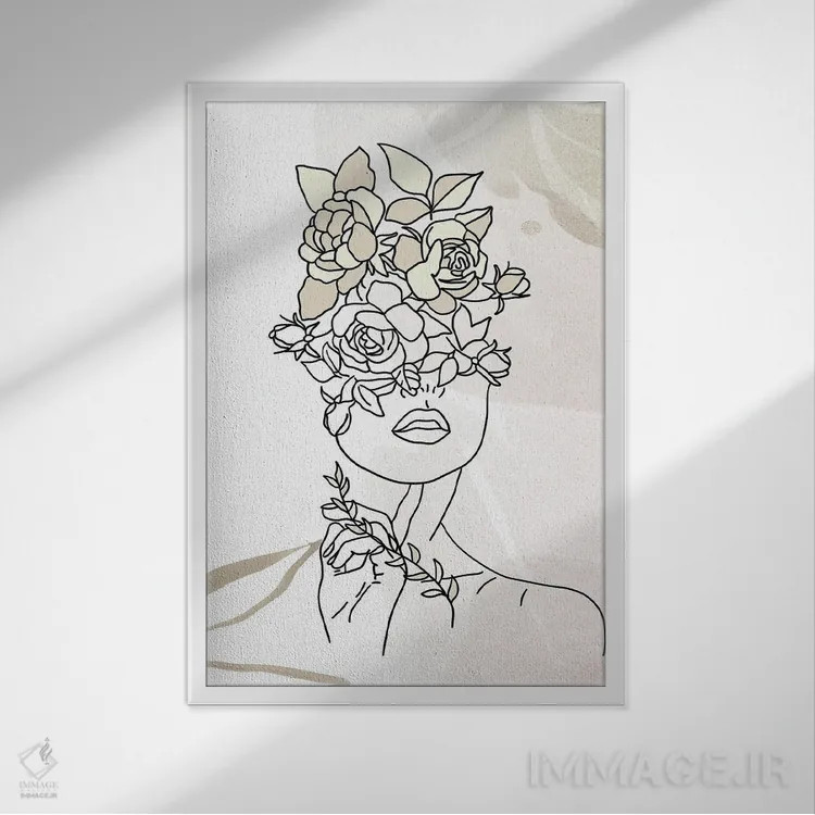 تابلو مینیمال پرتره مینیمال زن شماره ۴ اثر پل رومر - نمای قابدار سفید