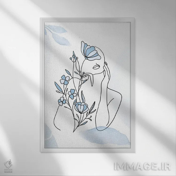 تابلو مینیمال پرتره مینیمال زن شماره ۷ اثر پل رومر - نمای قابدار سفید