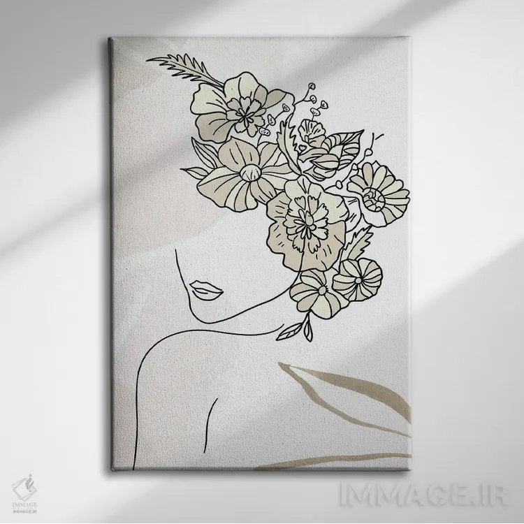 تابلو مینیمال پرتره مینیمال زن شماره ۶ اثر پل رومر - نمای روبهرو روی دیوار