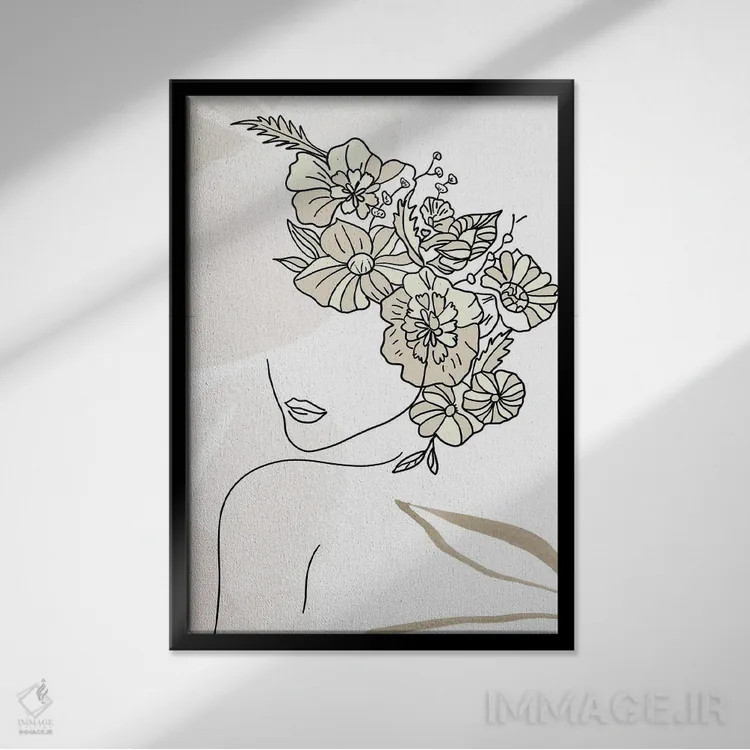 تابلو مینیمال پرتره مینیمال زن شماره ۶ اثر پل رومر - نمای قابدار مشکی
