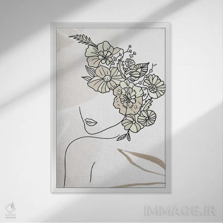 تابلو مینیمال پرتره مینیمال زن شماره ۶ اثر پل رومر - نمای قابدار سفید