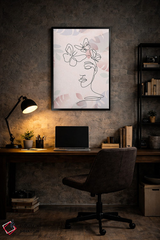 تابلو مینیمال پرتره مینیمال زن با گل شماره ۱ اثر پل رومر - D6B
