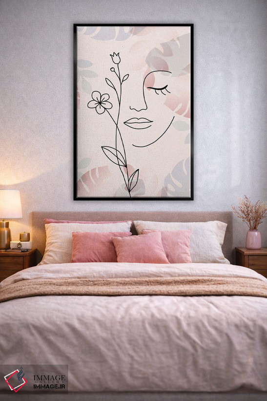 تابلو مینیمال پرتره مینیمال زن با گل شماره ۳ اثر پل رومر - D3B