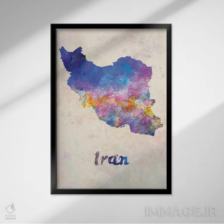 تابلو دکوراتیو ایران به سبک آبرنگ اثر پل رومر - نمای قابدار مشکی