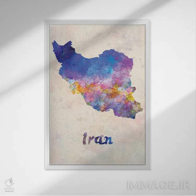 تابلو دکوراتیو ایران به سبک آبرنگ اثر پل رومر - نمای قابدار سفید