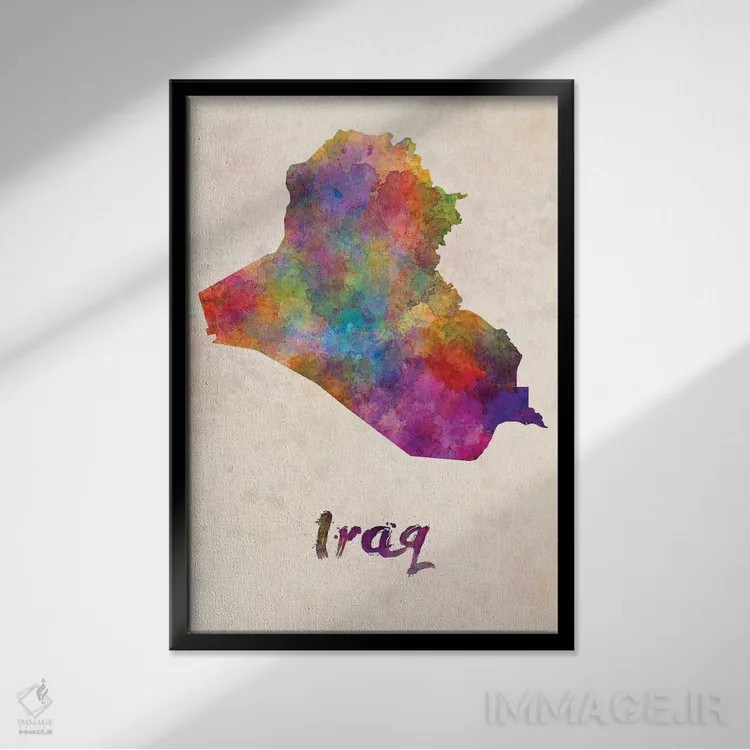 تابلو دکوراتیو عراق به سبک آبرنگ اثر پل رومر - نمای قابدار مشکی