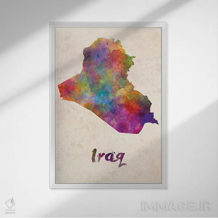 تابلو دکوراتیو عراق به سبک آبرنگ اثر پل رومر - نمای قابدار سفید