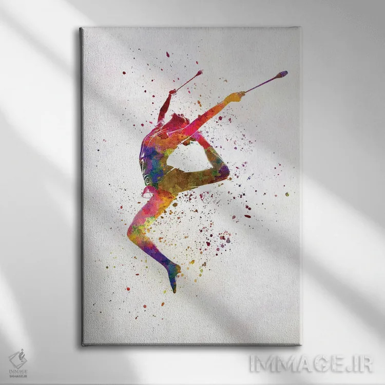 تابلو دکوراتیو ژیمناستیک ریتمیک به سبک آبرنگ شماره هفده اثر پل رومر - نمای روبهرو روی دیوار