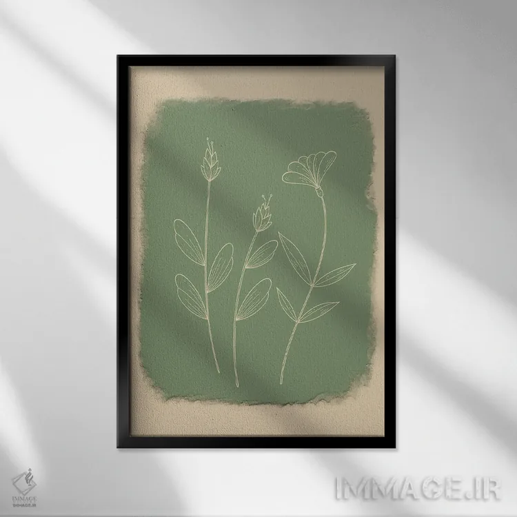 تابلو مینیمال گل های مینیمال شماره نوزده اثر پل رومر - نمای قابدار مشکی