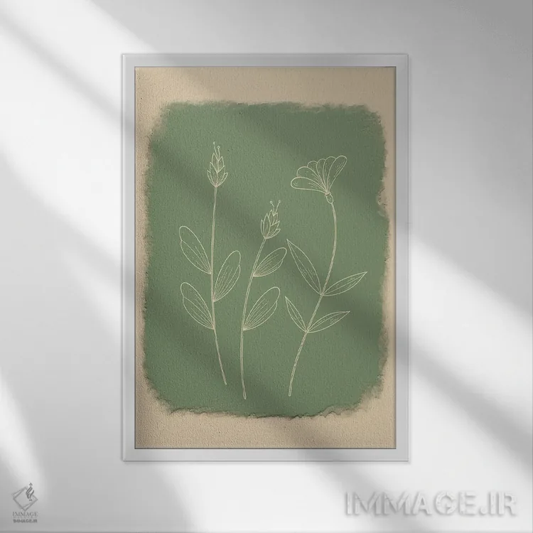 تابلو مینیمال گل های مینیمال شماره نوزده اثر پل رومر - نمای قابدار سفید