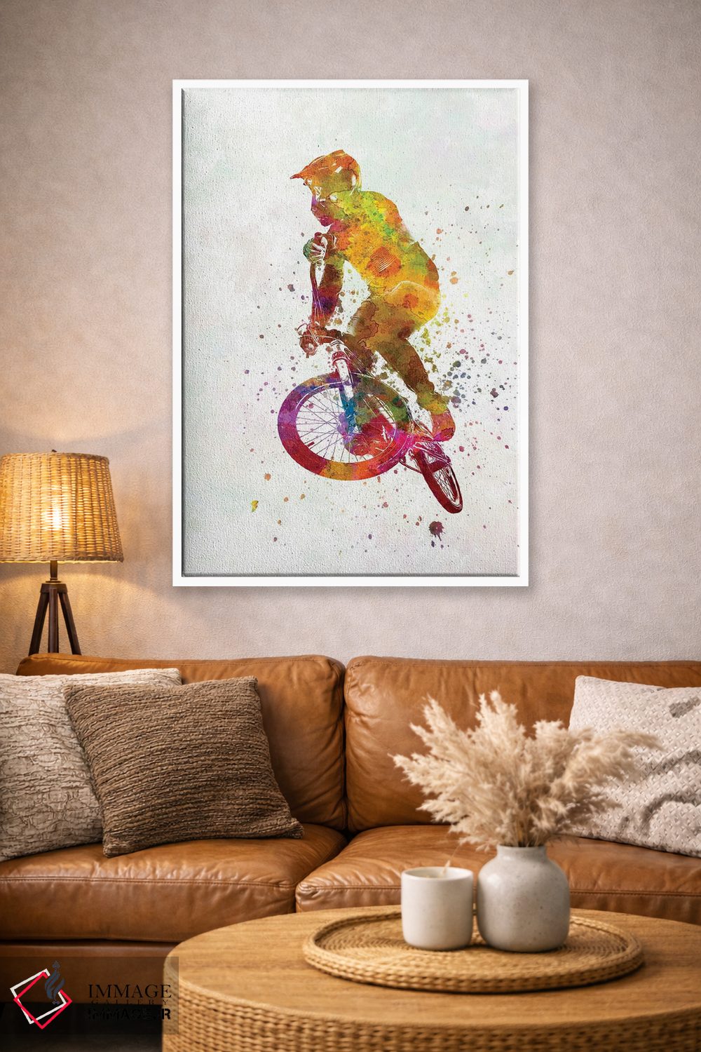 تابلو دکوراتیو مسابقه دوچرخه سواری BMX به سبک آبرنگ شماره شش اثر پل رومر - D2W