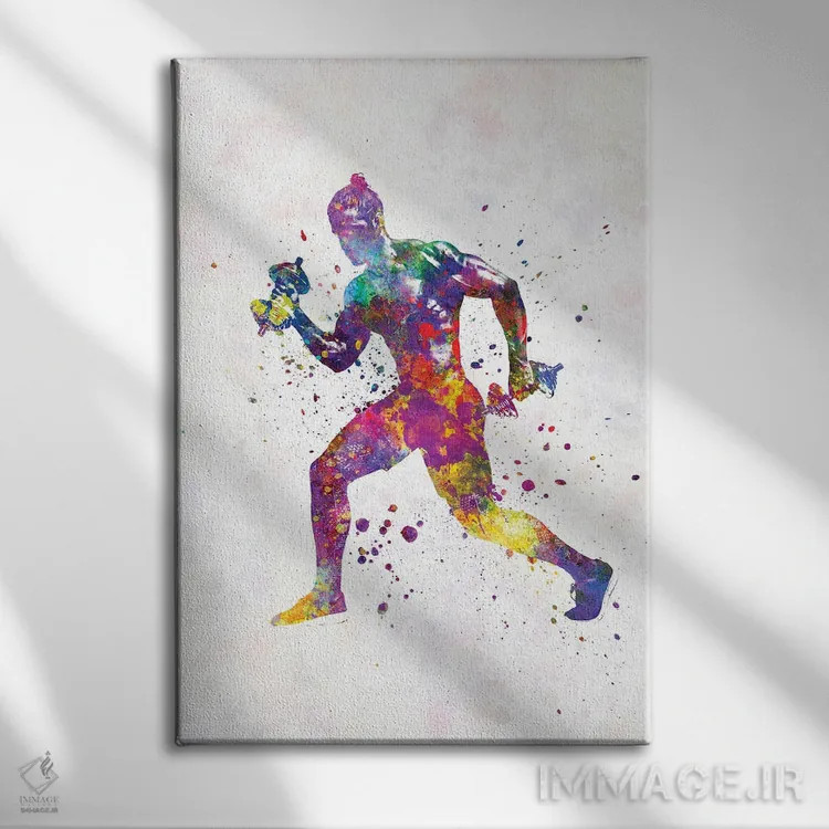 تابلو دکوراتیو تمرین ژیمناستیک در آبرنگ اثر پل رومر - نمای روبهرو روی دیوار